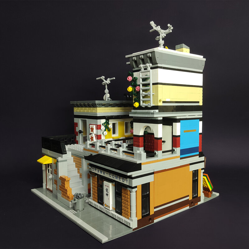 89127 jiestar criativo especialista vista de rua moc sushi loja de canto tijolos casa modular modelo blocos de construção brinquedos downtown diner