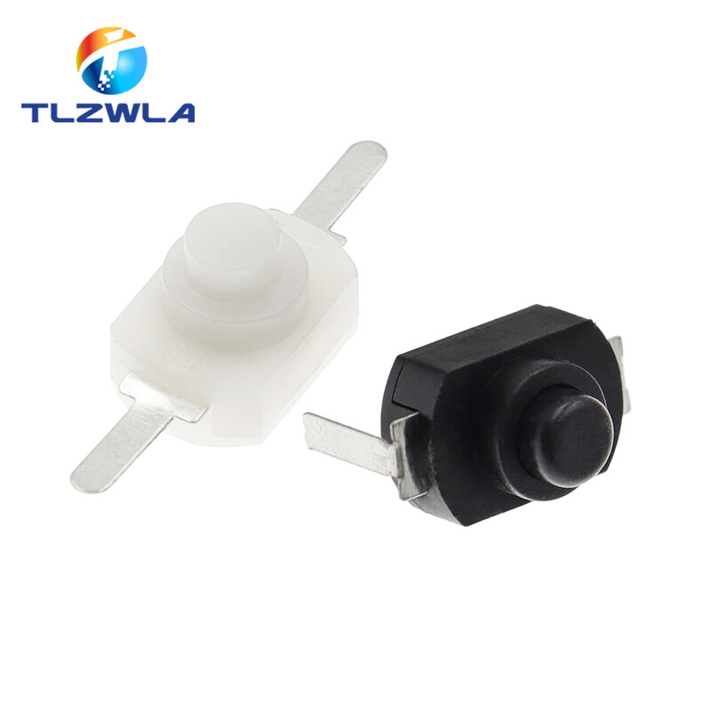 Mini botão interruptor para tocha elétrica, auto bloqueio, ligado e desligado, 12x8mm, DC 30V, 1A, 1208YD, 10pcs