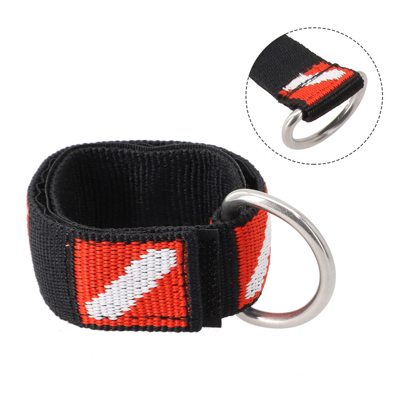 Diving Wrist Strap Webbing Band Adjustable Beautiful Diving Flag Pattern Easy To Use Nylon Scuba Stainless Steel D-Ring