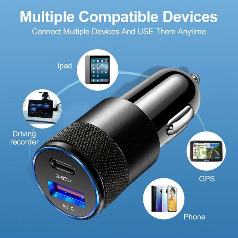 Car Cigarette Dual Usb Charger socket in the car Quick Charger Fast Chargers 3.1A USB+PD Vehicle Charging Supplies