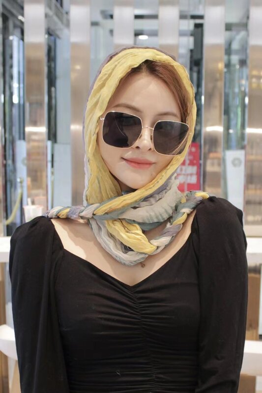 Women's Fashion Crease Braided Scarf Hooded Ethnic Style Leisure Vacation Versatile Handwoven Multifunctional Sunscreen Headband