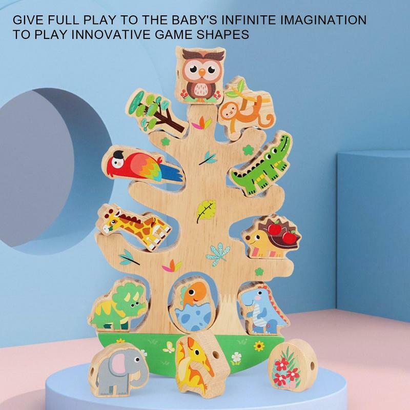 Toy Stacking Block Sets Stacking Forest Wooden Animal Balancing Game For Children And Toddler Manual Dexterity And Cognitive