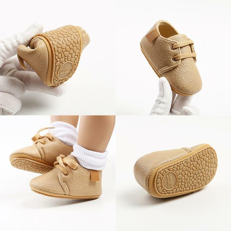 KIDSUN-zapatos informales para bebé recién nacido, zapatillas de cuero antideslizantes con suela de goma Falt, para primeros pasos