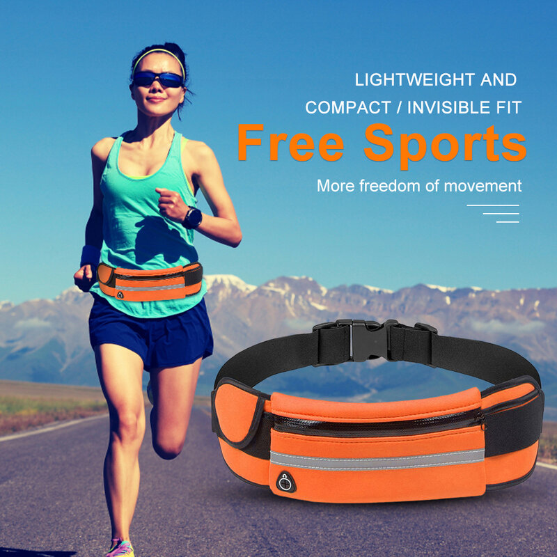 Mini jogging sacos de cintura leve cinto de corrida pacote de cintura portátil elástico respirável com faixa reflexiva para o esporte ao ar livre