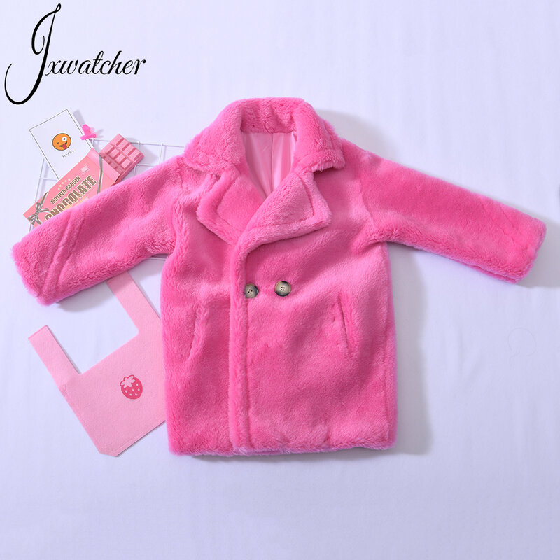 Jxwater-子供用の毛皮のコート,羊の毛皮で編まれた,男の子用の暖かい服,赤ちゃんの冬のコート,良質
