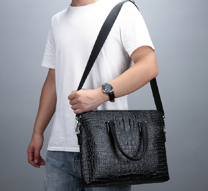 Neuankömmling Männer hochwertige Leder Business Aktentasche Mode Krokodil Muster Handtasche Umhängetaschen Umhängetasche