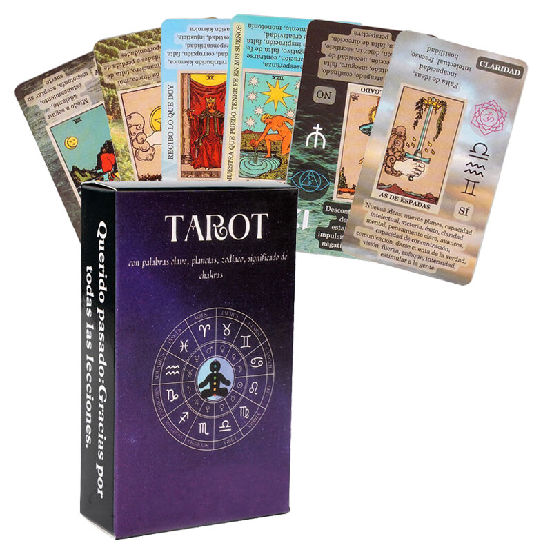 Cartas de Tarot de visión etérea, tarjetas Flash holográficas de Edición española, predicción del destino, juegos de mesa de adivinación