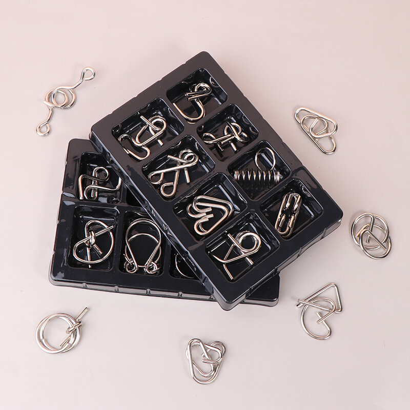 Metal Ring Brain Teaser Puzzles Intelligence Buckle Sets Unlock Logic Game Toys For Adults Kid