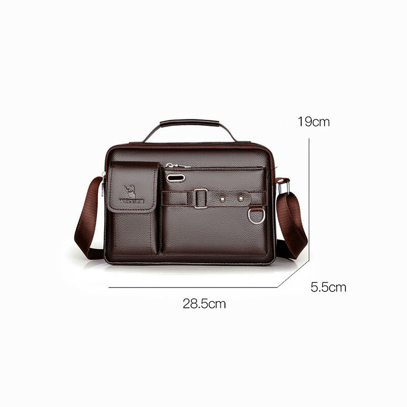 Large-capacity Shoulder Bag Leather Men's Messenger Bag Business Commuter Handbag Waterproof Wear-resistant Can Be Stored