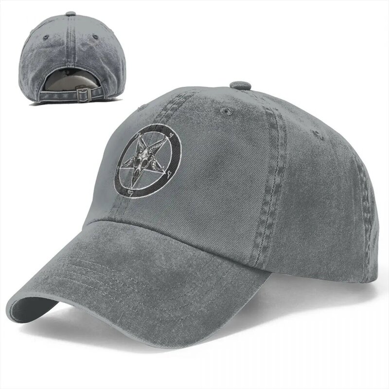 Unisex Baphomet Pentagram bonés de beisebol, cabra crânio, angustiado lavado chapéus, verão Vintage Snapback chapéu