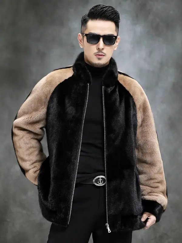 Ayunsue vison real casaco de pele de inverno jaqueta de luxo dos homens casaco de pele casual morno de vison casacos e casacos sobretudo masculino sgg919