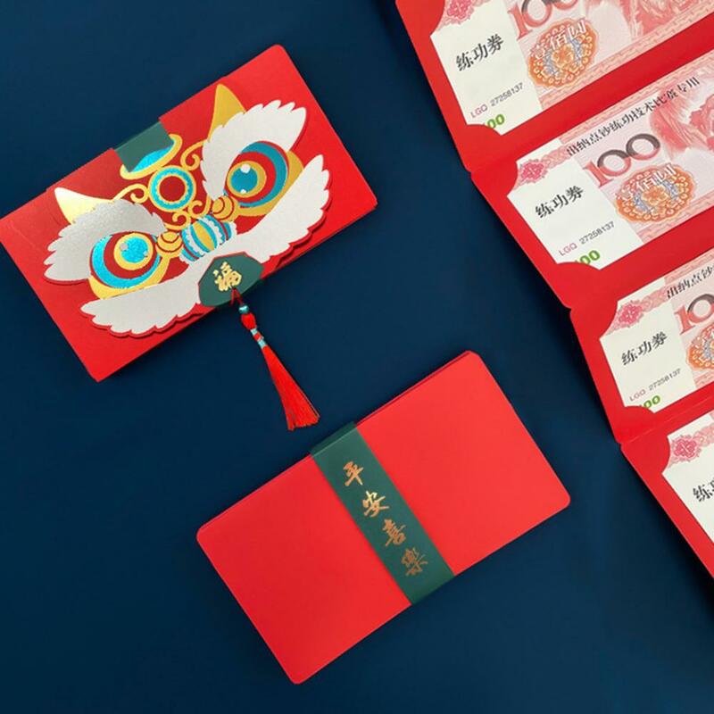 New Year Envelope Dragon Year Cash Bag Chinese New Year Packet Money Cash Bag Lion Dance Cartoon Design Super Long with for 2024