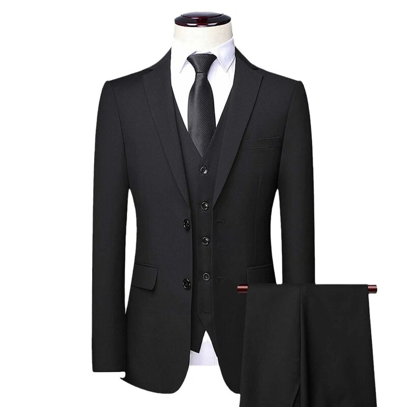 P-8 suit three-piece Korean style slim fit suit for men complete business formal suit groomsmen and groom wedding dress