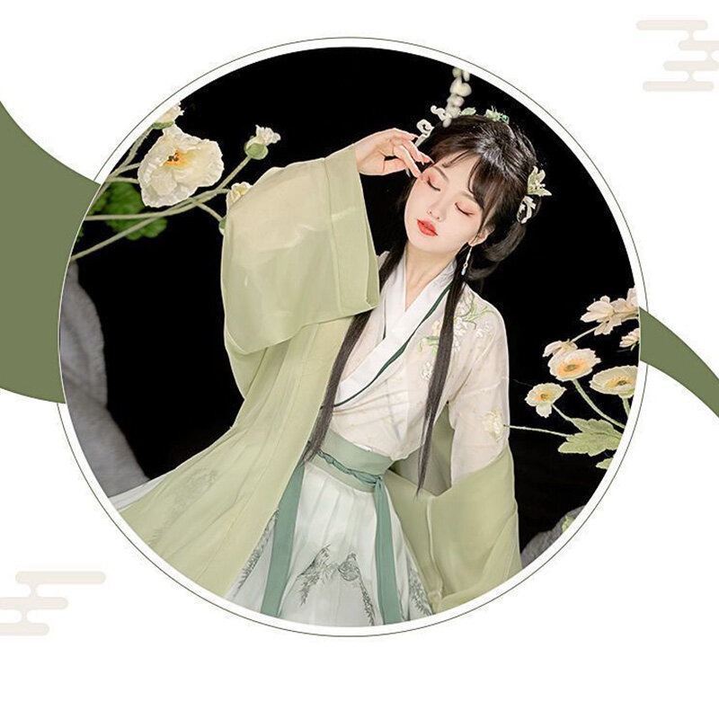Hanfu Set 3 potong untuk wanita, kostum Hanfu lagu Tiongkok kuno, gaun pesta musim panas 2023
