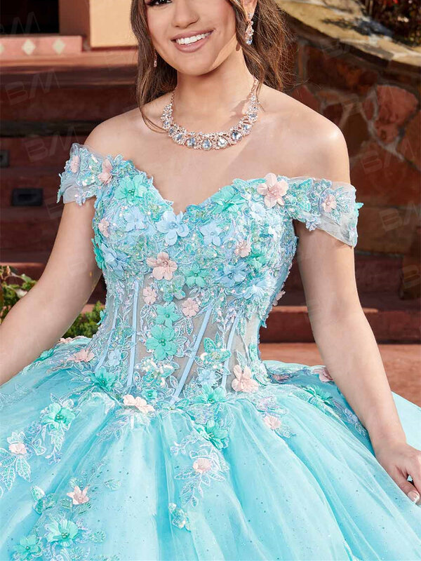 Dulce vestido De cóctel De Baile, vestido De Quinceañera romántico con apliques florales, 2023