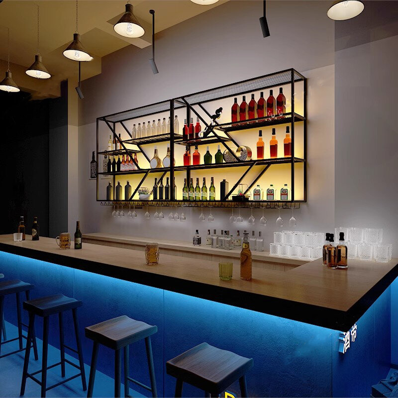 Moderne Regal Bar Schrank Display Industrie Restaurant kommerziellen Wein Schränke Whisky Metall Armario Para Vinos Wohn möbel