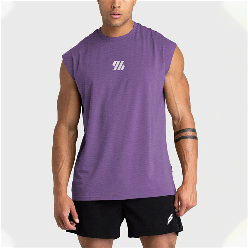 2024 Summer new Gym Vest Men Bodybuilding canotta sportiva senza maniche canotta da corsa Fitness in rete ad asciugatura rapida abbigliamento da uomo
