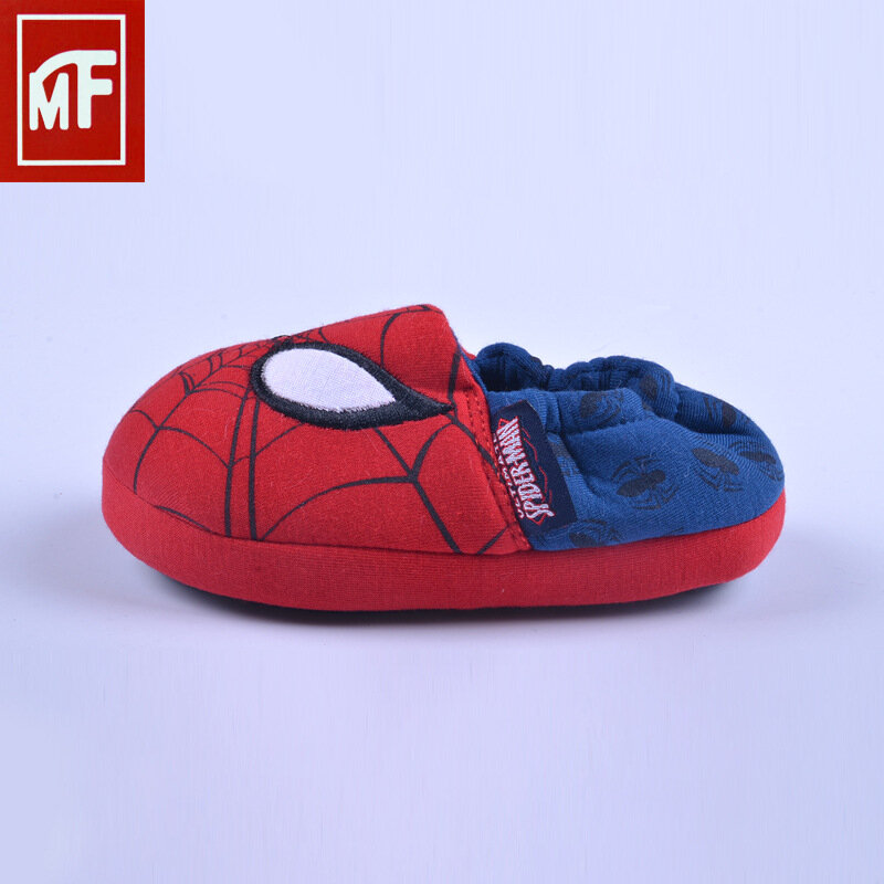 Хлопковые тапочки человек-паук, домашние Нескользящие дышащие и плюшевые тапочки для мальчиков и девочек, обувь для родителей