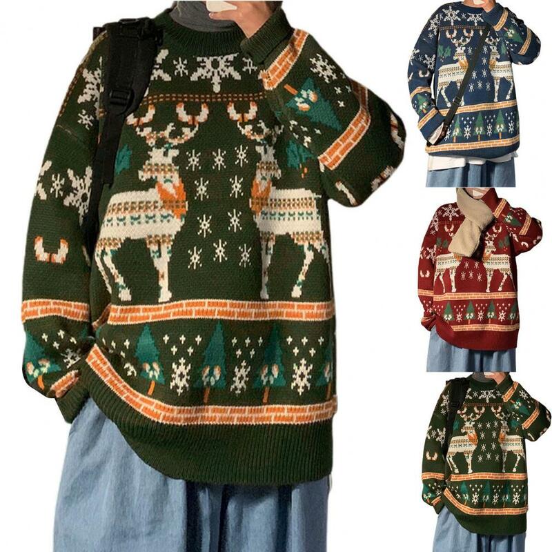 Christmas Sweater Trendy Skin-friendly New Year Sweater Holiday Sweater  Soft Christmas Sweater for Daily Wear