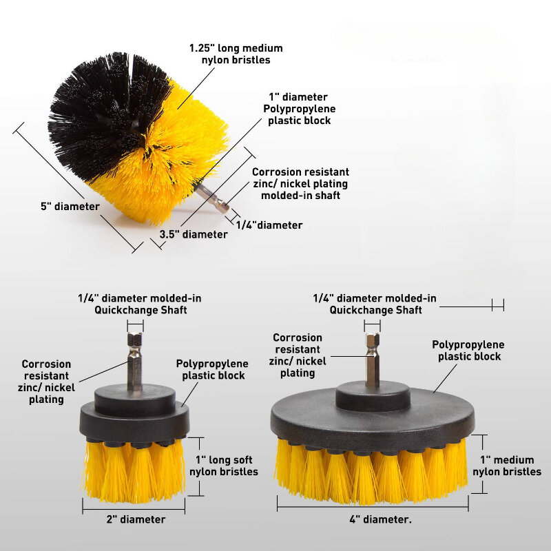 Elektrische Bohrer Pinsel Kit Kunststoff Runde Reinigung Pinsel Für Teppich Glas Auto Reifen Nylon Pinsel Wäscher Bohrer