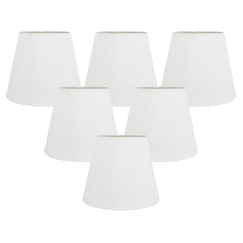 Set Of 6 White Fabric Cloth Clip On Chandelier Lamp Shades, Replacement For E14 Wall Lamp Chandelier Home Decoration