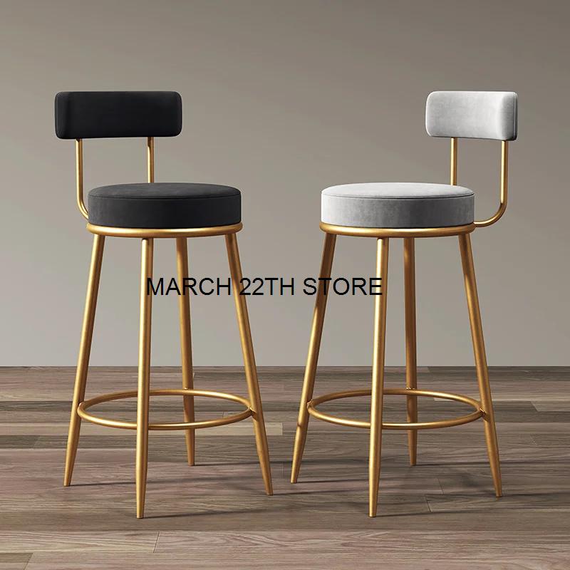 Cadeiras de jantar nórdicas minimalistas, Cadeira alta, Mobília de bar, Exterior, Design moderno, Luxo, Escritório, Ouro, WXH15XP