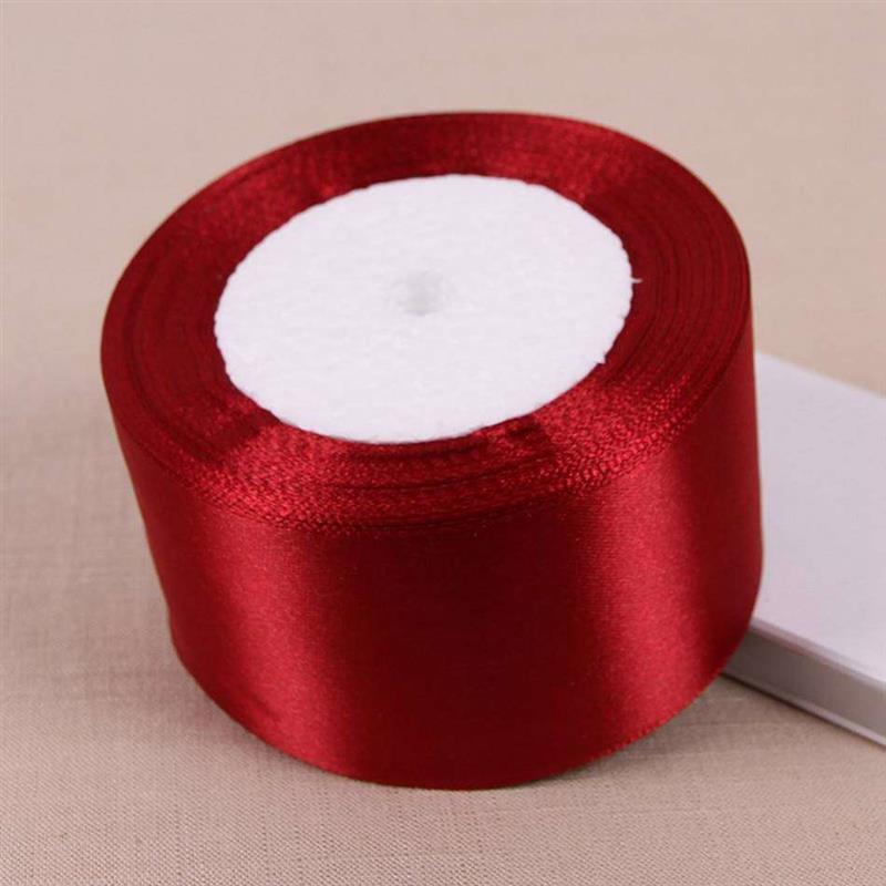 (12 yards/roll) Wine Red Single Face Satin Ribbon Wholesale Gift Wrapping Christmas New Year Apparel Sewing Fabric gift Ribbon