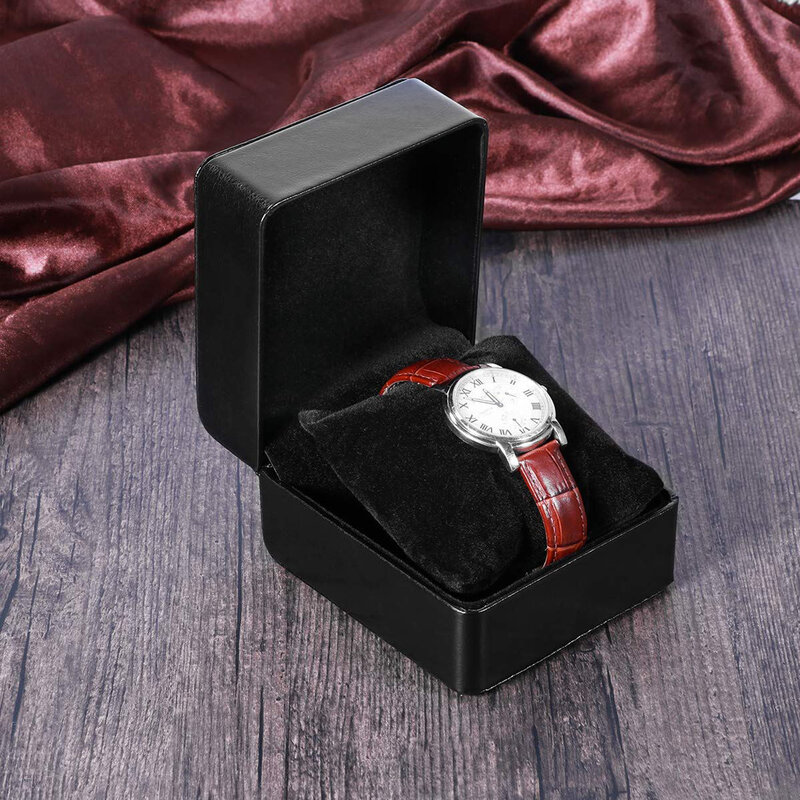 Lnofxas kotak hadiah jam tangan tunggal pria, kotak tampilan jam tangan kulit PU dengan bantal untuk pria
