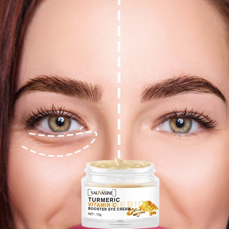 Turmeric Vitamin C Eye Cream, hidrata, ilumina, anti-rugas, anti-idade, remover círculos escuros, contra inchaço e bolsas, oftalmologia