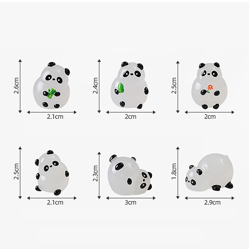 Minifiguritas de Panda que brillan en la oscuridad, adorno de Panda en miniatura, accesorios brillantes