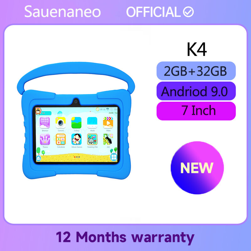 Tableta de aprendizaje Android para niños, Tablet de 7 pulgadas, 4000mah, 32GB, cuatro núcleos, Android 9,0, con funda protectora y película templada