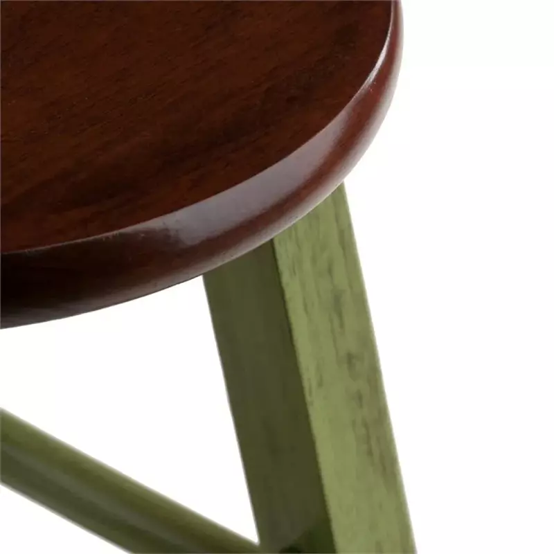 Taburete de Bar de madera de hiedra, taburete rústico con acabado verde y nogal, muebles de cocina, 29 pulgadas