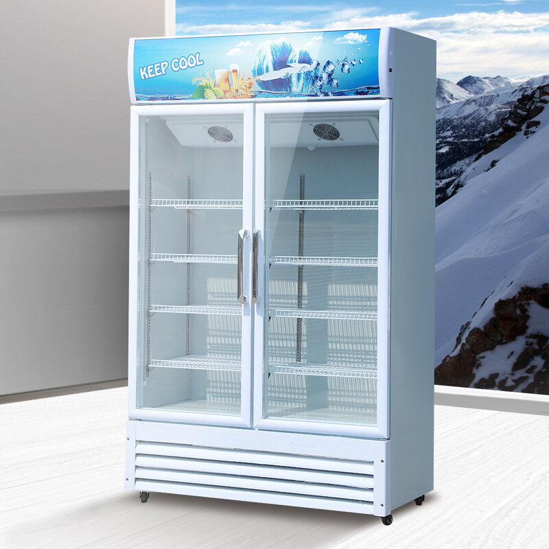 Supermercado exibição freezer vertical bebida geladeira cerveja refrigerador