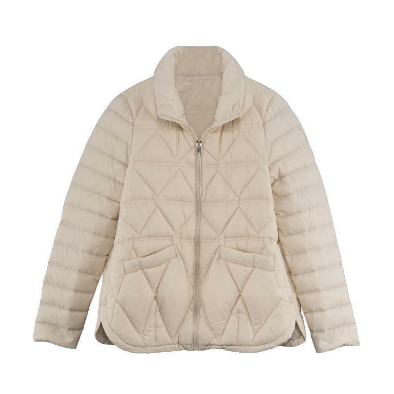 Mantel musim dingin G418 wanita, jaket bantalan katun longgar kerah berdiri parka tebal hangat pakaian luar ruang untuk perempuan