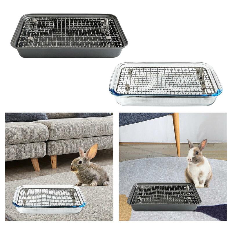 Small Animal Cage Toilet with Grid Easy to Clean Litter Toilet Bunny Toilet for Rabbit Ferret Bunny Hamster Other Animals