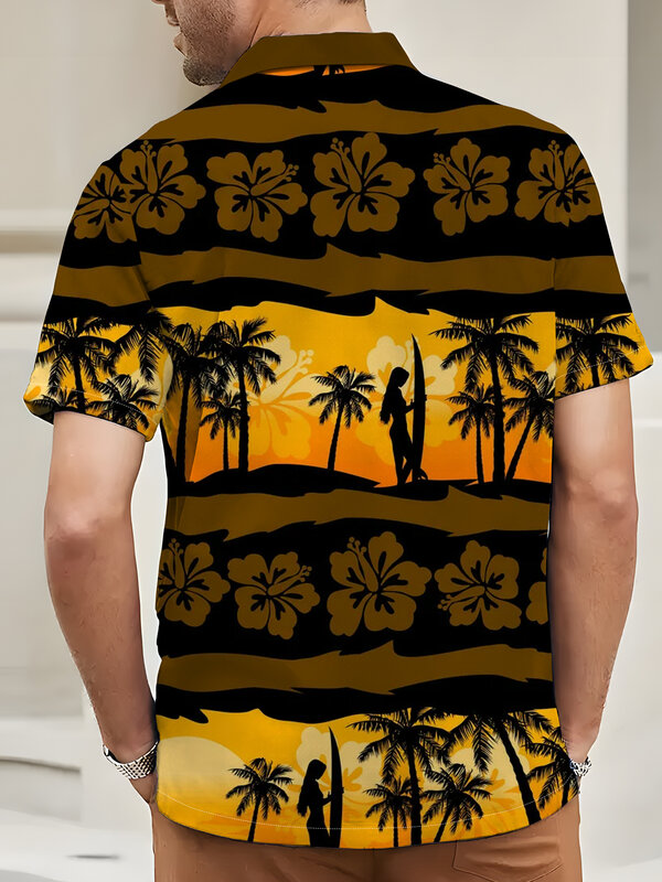 Hawaiian Shirt Men's Shirts Tops 3d Printed Coconut Tree Graphic Button Down Shirts Short Sleeve Beach Vacation Men's Clothing