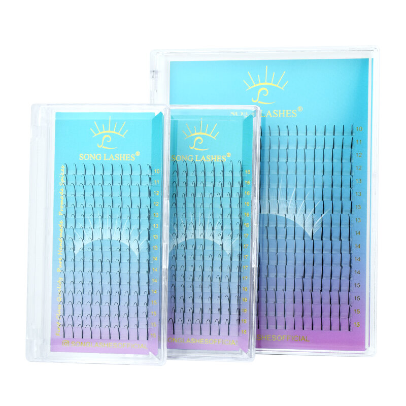 SONG LASHES Wispy Spikes Promade Fack Eyelashes Extension 16 Rows Pure Darker Black Lashes Professional Makeup Tools
