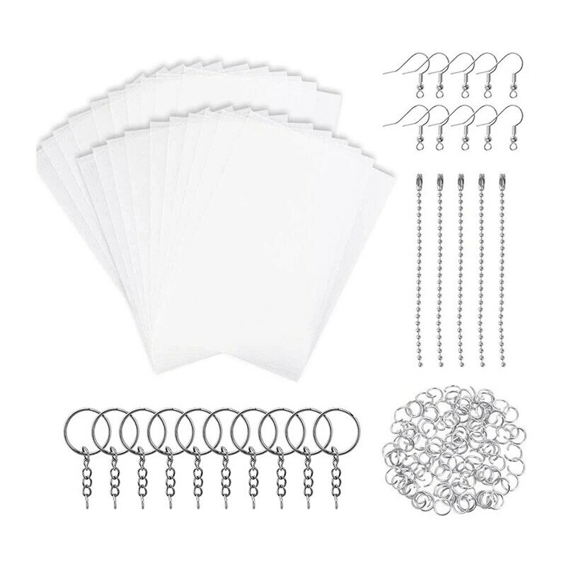 Heat Shrink Plastic Sheets Pack Acessórios, Blank Art Film Paper, Chaveiros Acessórios, DIY Ornamentos, 125 Pcs