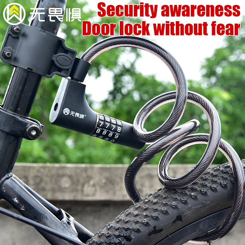 Password lock bike lock anti-theft road bike steel chain motorcycle helmet folding bike electric scooter safety padlock