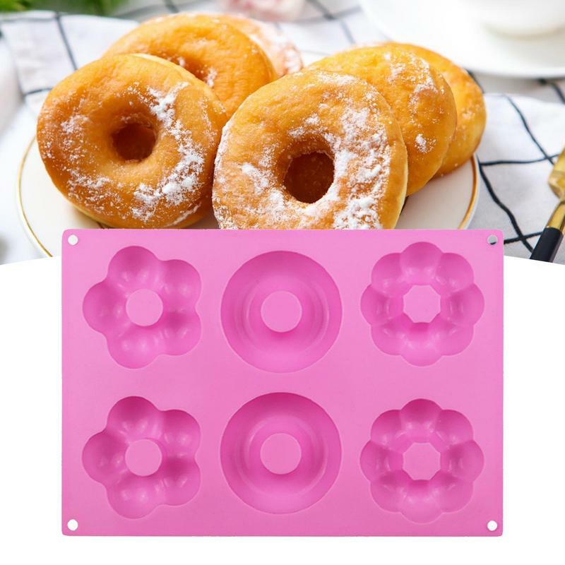 Non-Stick Silicone Baking Mold Set, Donuts Maker, Bandeja de moldes de rosca, Resistente ao calor, Pastelaria, Bolo De Chocolate