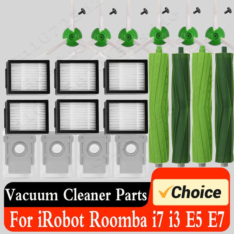 Saco de pó para Irobot Roomba, escova lateral principal, filtro Hepa, acessórios, eletrodomésticos, série I, Roomba i7, J7 Plus, I3, E5, S9