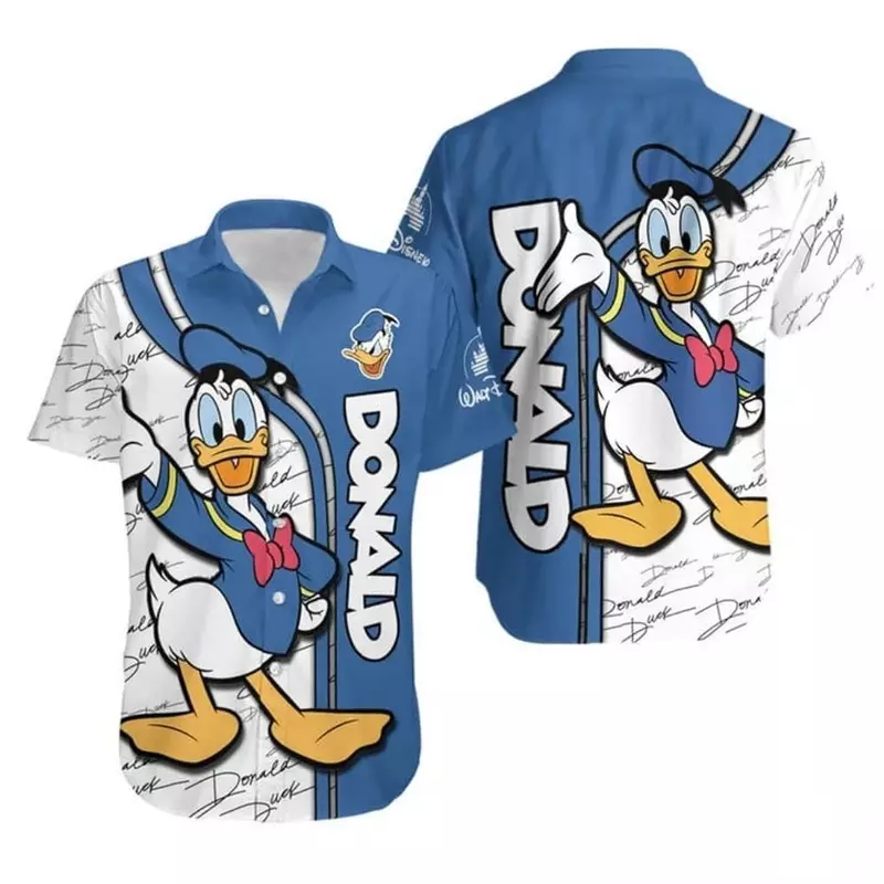 Donald Duck camicie hawaiane magliette a maniche corte da uomo camicia hawaiana Disney camicia Casual da spiaggia a maniche corte Vintage abbottonata