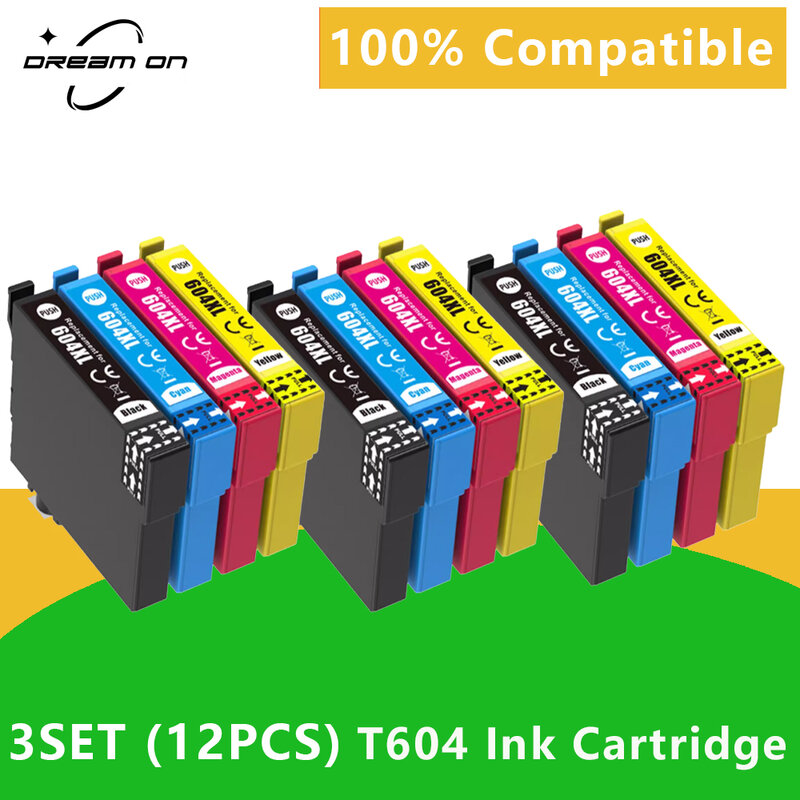 Cartucho de tinta compatível para EPSON, 604XL, T604, E604, 604, 604XL, XP-2200, 4205, 2205, 3200, 3205, XP-4200, WF-2910, WF2930, 2935, WF2950