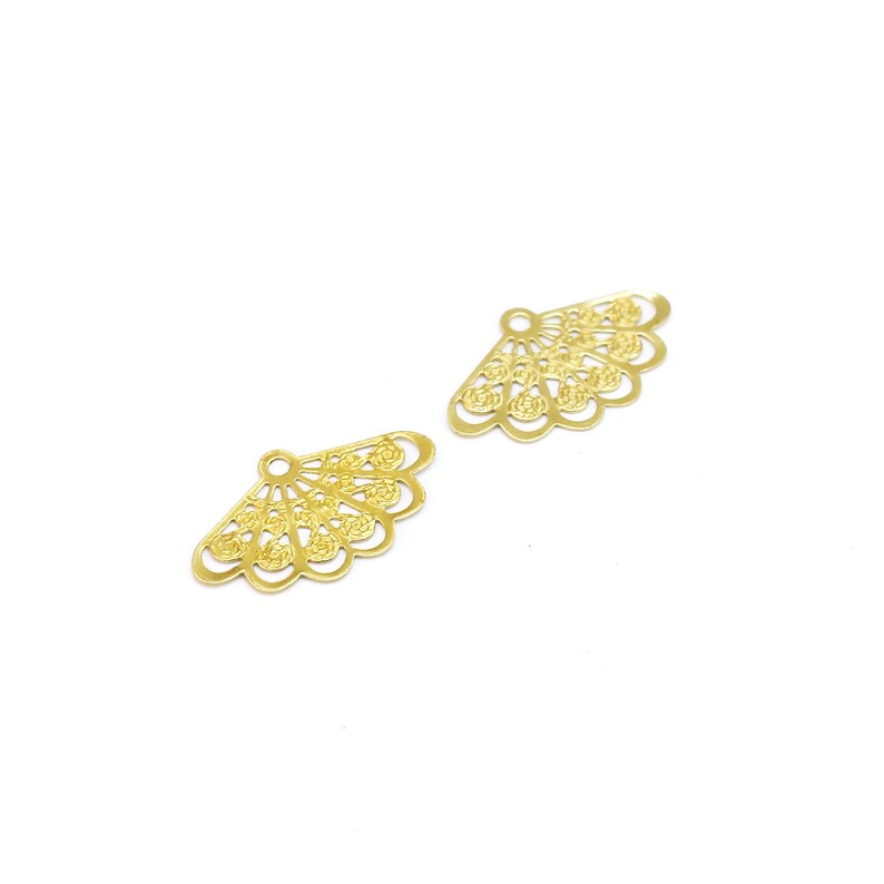 50pcs Brass Fringe Earring Charm, Fan Shaped Brass Charms, Brass Flower Charm, 23.7x14.6mm, Jewelry Making - R705