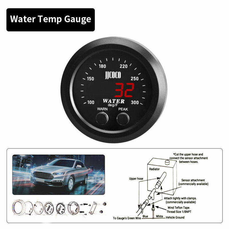 Medidor electrónico de temperatura del agua, Sensor de temperatura ultrafino, pantalla Led roja, 52mm, 100 ~ 300 °F