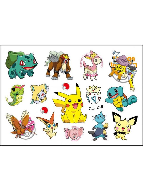 Pegatinas de tatuajes de Pokémon para niños y niñas, figura de acción de Pikachu, tatuajes temporales de dibujos animados, regalo de cumpleaños, nuevo