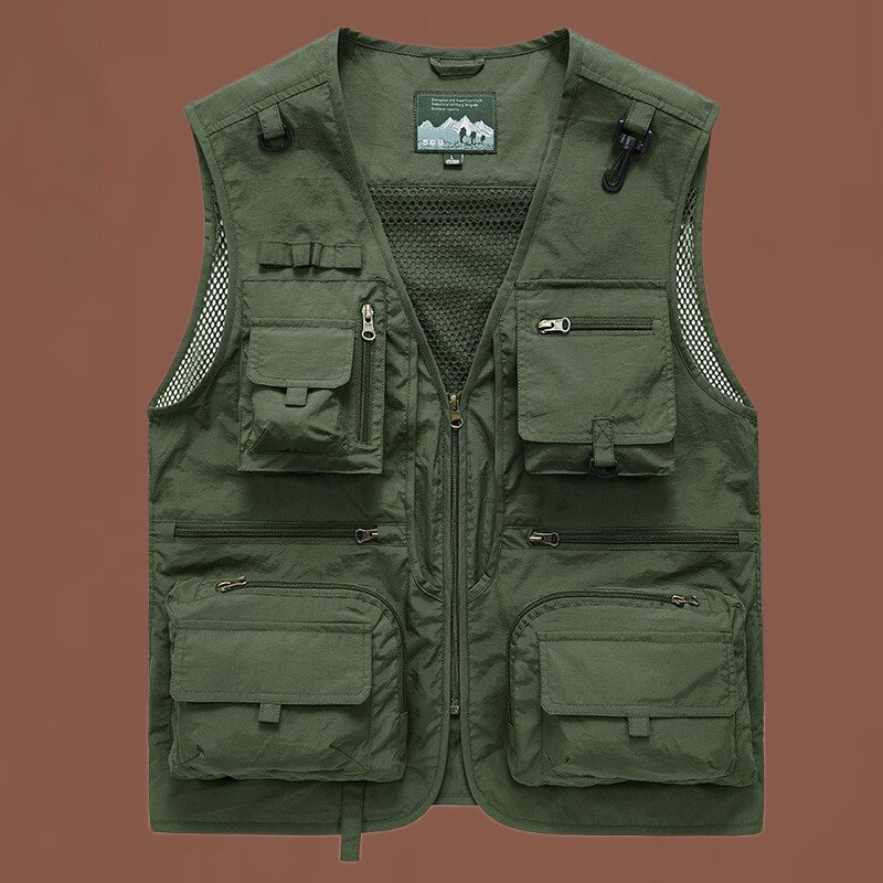 Summer Vest Mesh Men Man Coat Sleeveless Jacket Work Motorcyclist Mens Clothing Hunting Embroidered Tactical Military Fishing