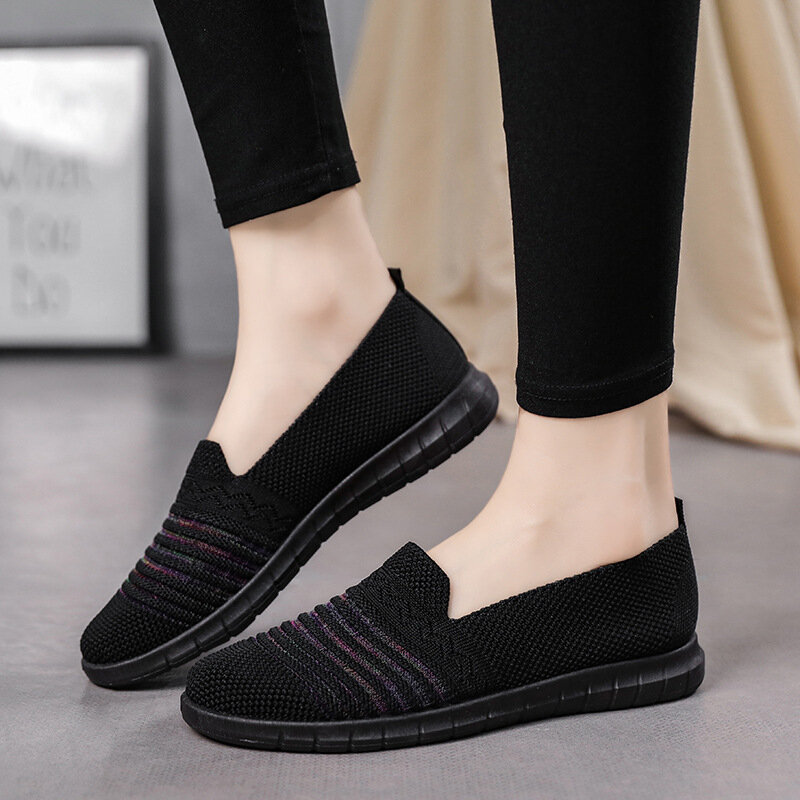 Casual Breathable Women Flats Shoes Fashion Quality Slip-on Footwear Outdoor Lightweight Sneaker Comfort Wear-resisting New 2022