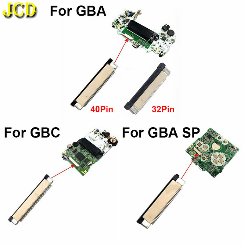 Conector de cabo flexível para tela lcd, 1 parte, para gbc/gba/gba/gba sp 32 34 40 50 pinos, conector fêmea fpc