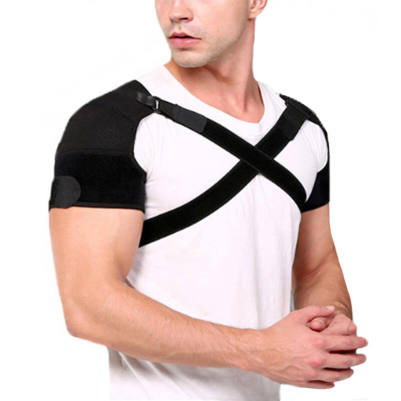 Soporte de hombro doble para mujeres y hombres, alivio del dolor de hombro, soporte de hombro doble, soporte de hombro ajustable para manguito rotador